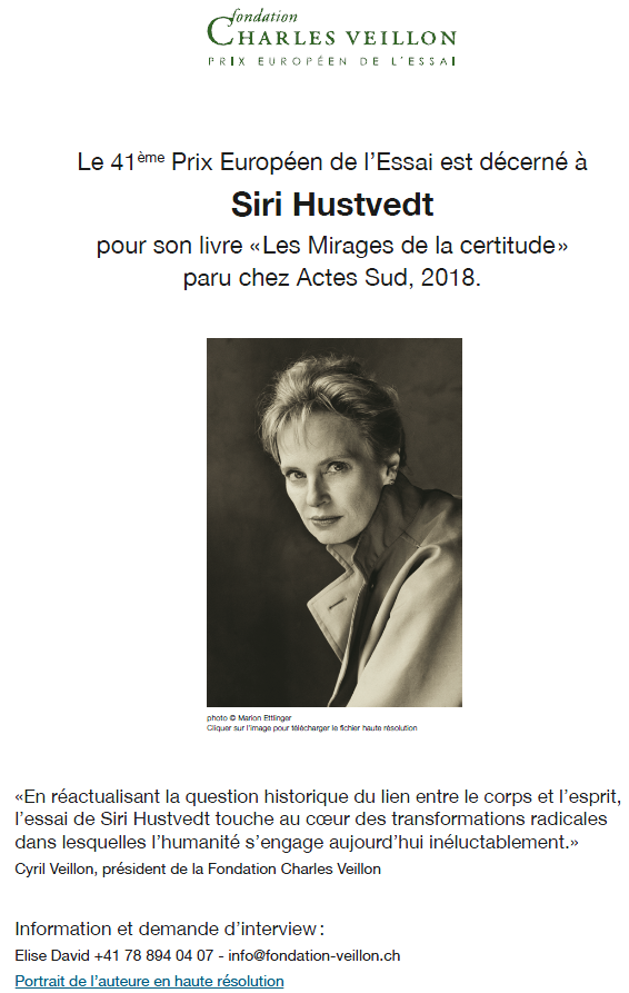 Communiqué de presse - Siri Hustvedt - PEE 2019